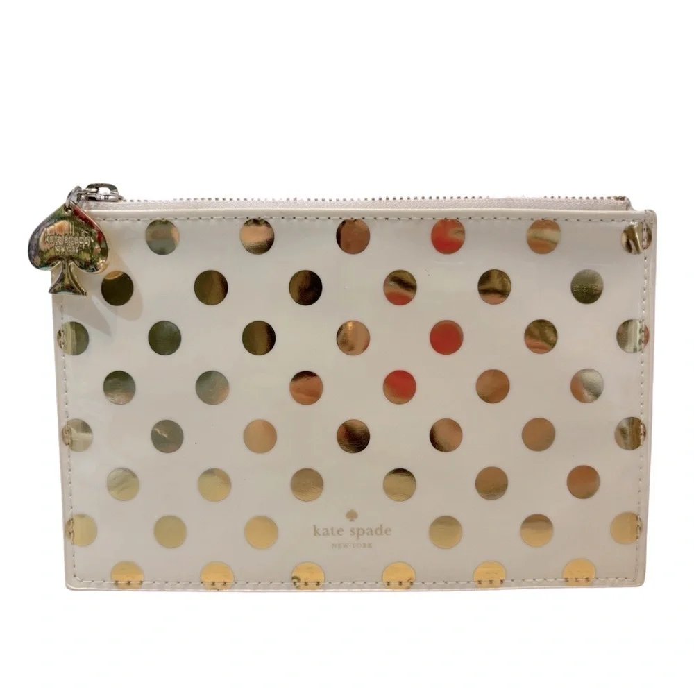 kate spade Gold Polka Dot Zip Pouch Bag‎